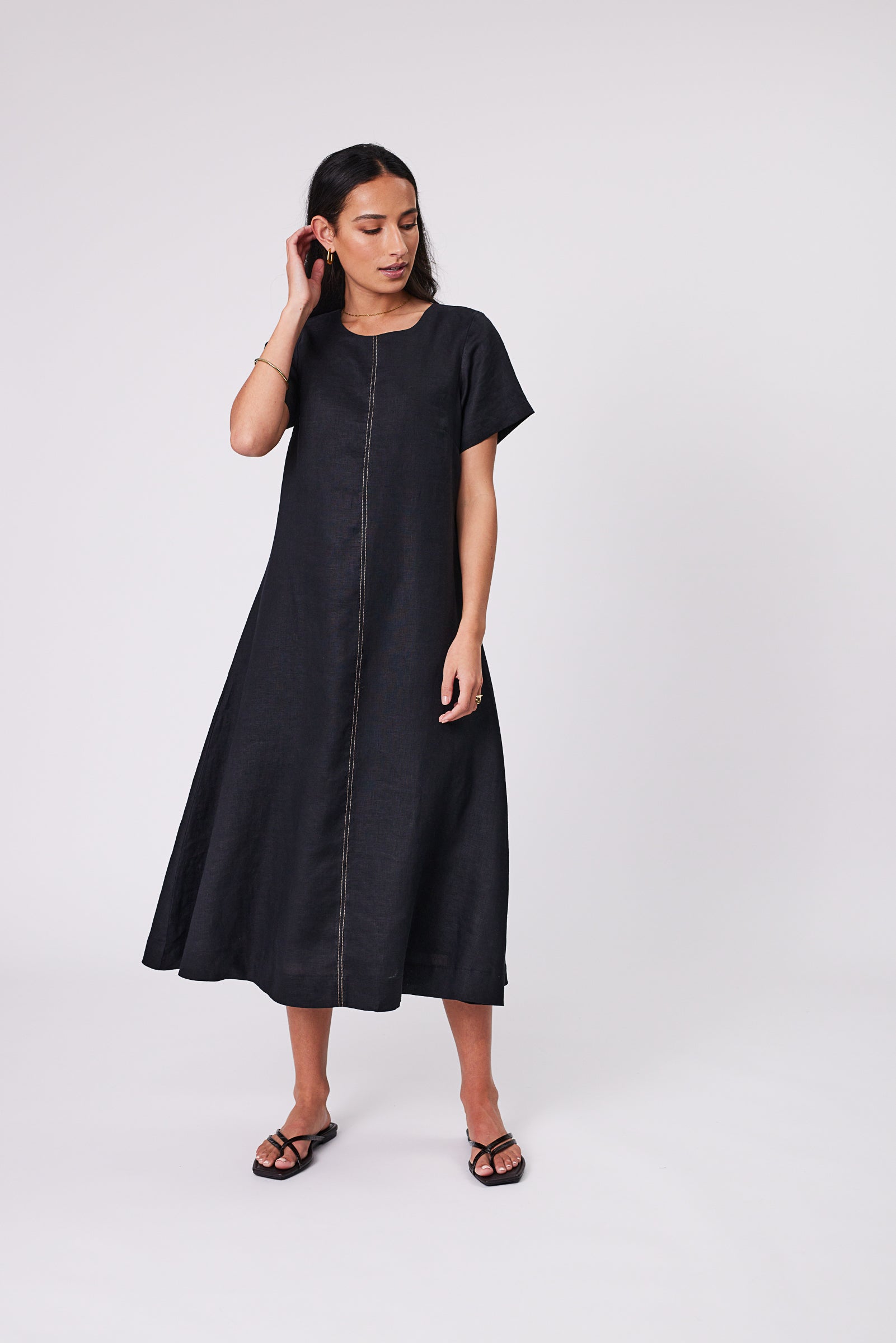 Marlow Sicily Linen Dress - Black