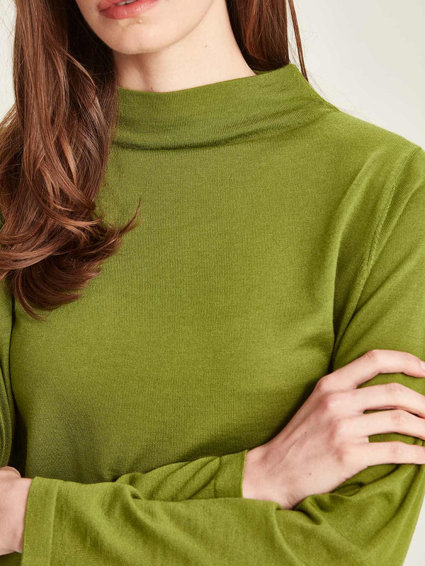 Sills Vardo Merino Funnel Neck Top - Kelp