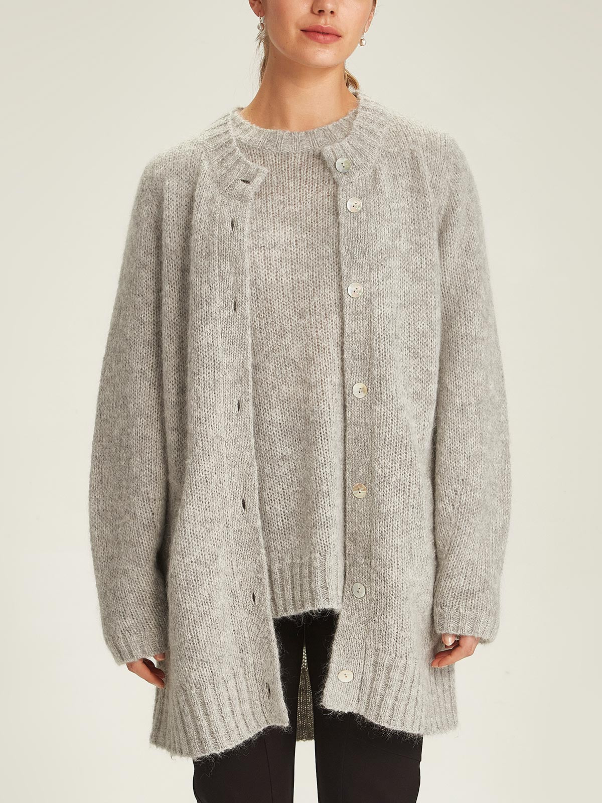 Sills Elk Cardigan - Silver Birch