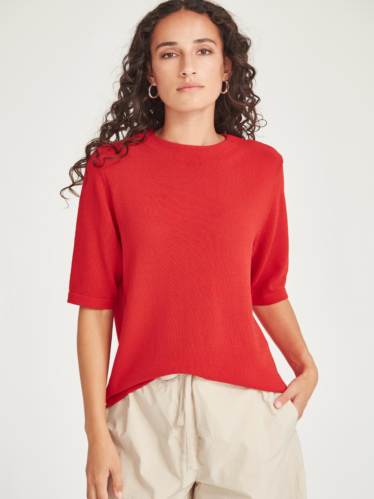 Echo Knit Tee - Scarlet