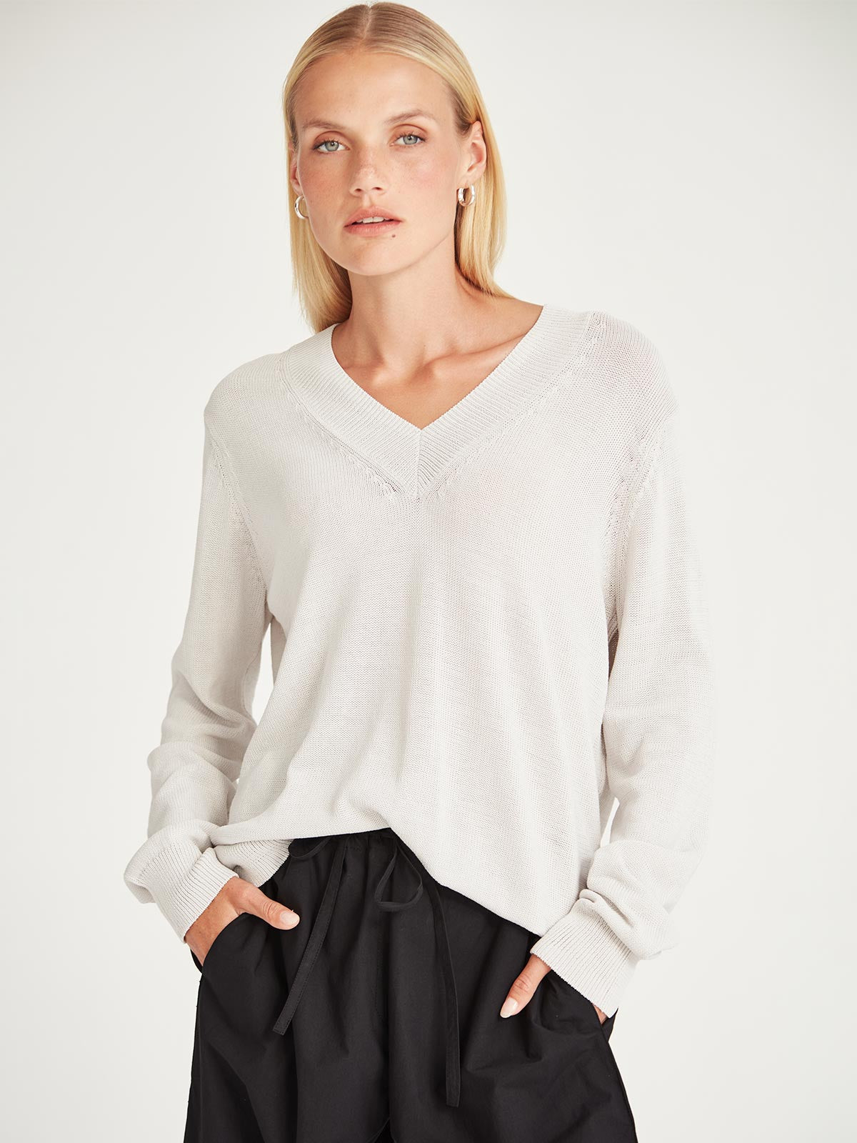Carnival V Neck Sweater - Pumice