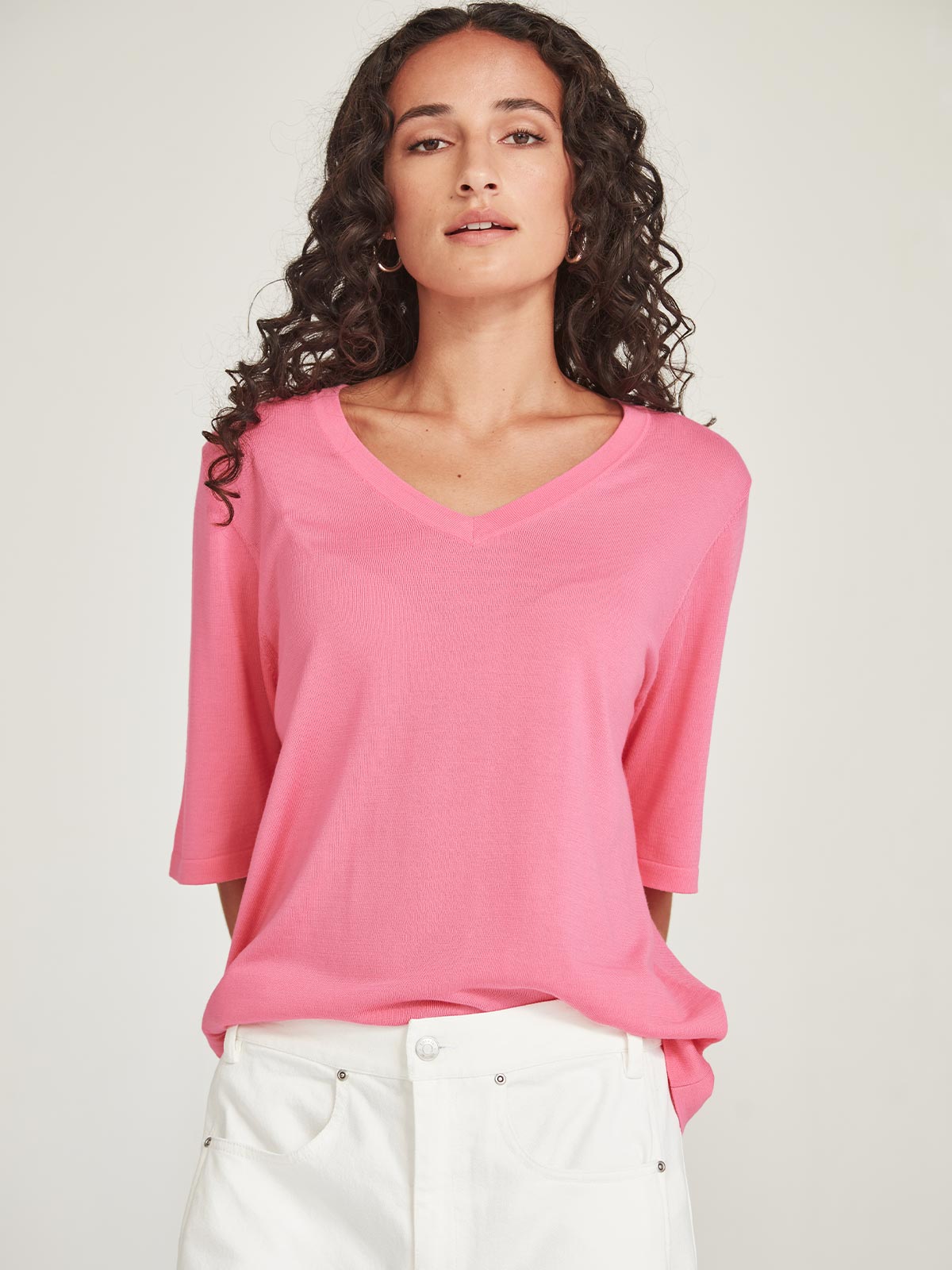 Sills Vera V-Knit Tee - Pink Sherbert