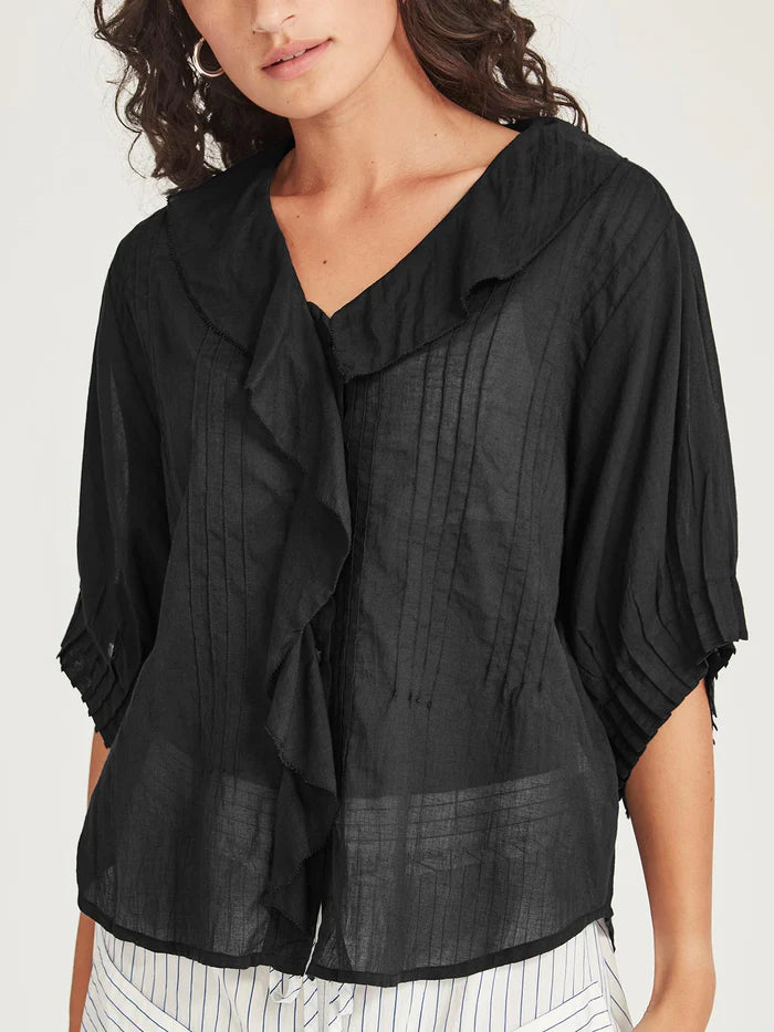 Elodie Ruffle Blouse - Black