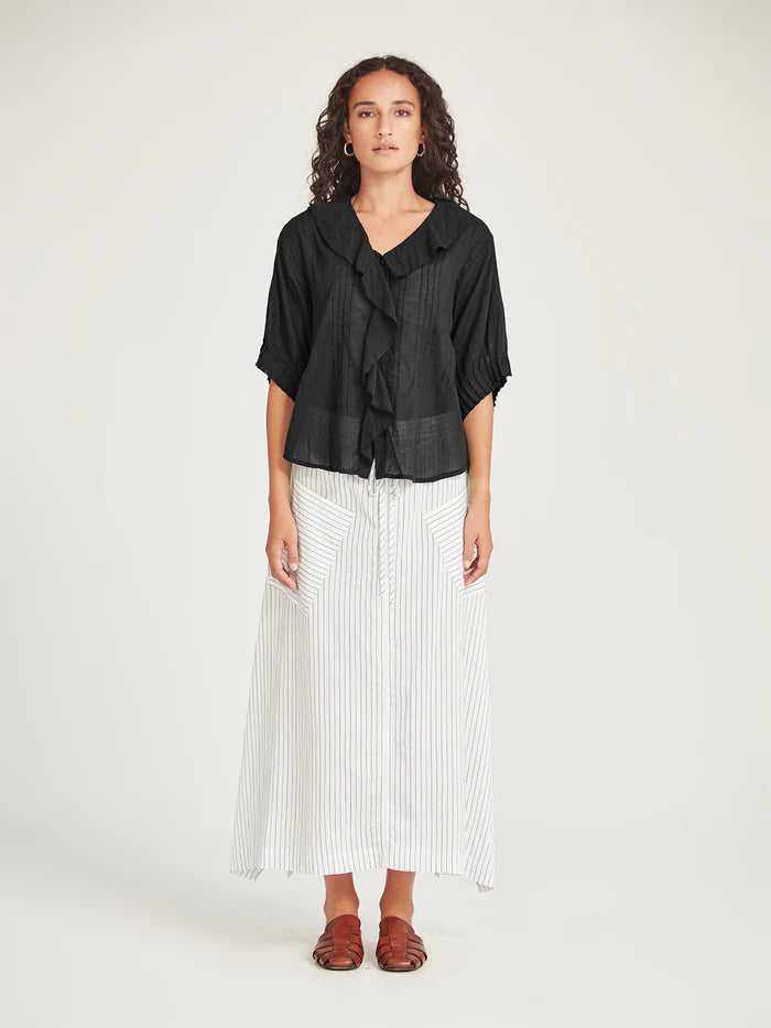 Elodie Ruffle Blouse - Black
