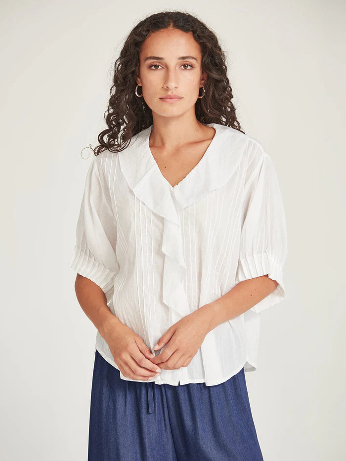 Elodie Ruffle Blouse - White