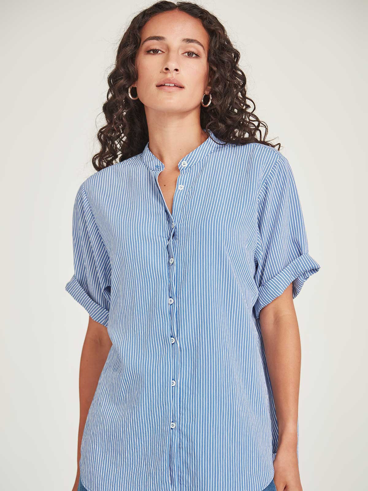 Sills Flynn Stripe Shirt - Blue/White Stripe