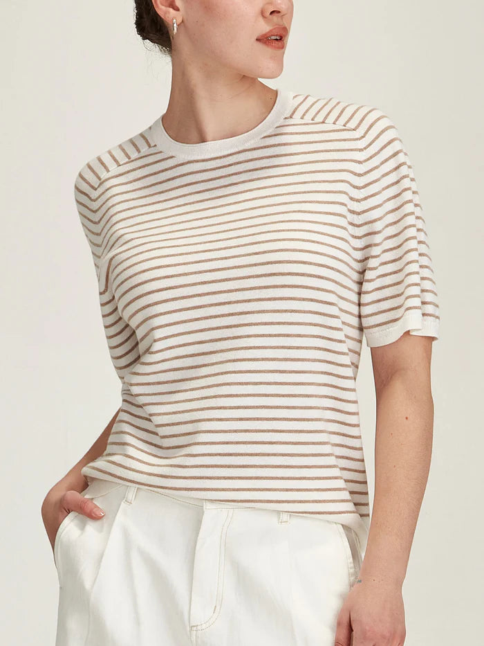 Cecilia Stripe Knit Tee - Snowflake/Oat