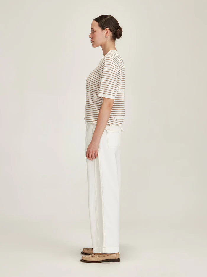Cecilia Stripe Knit Tee - Snowflake/Oat