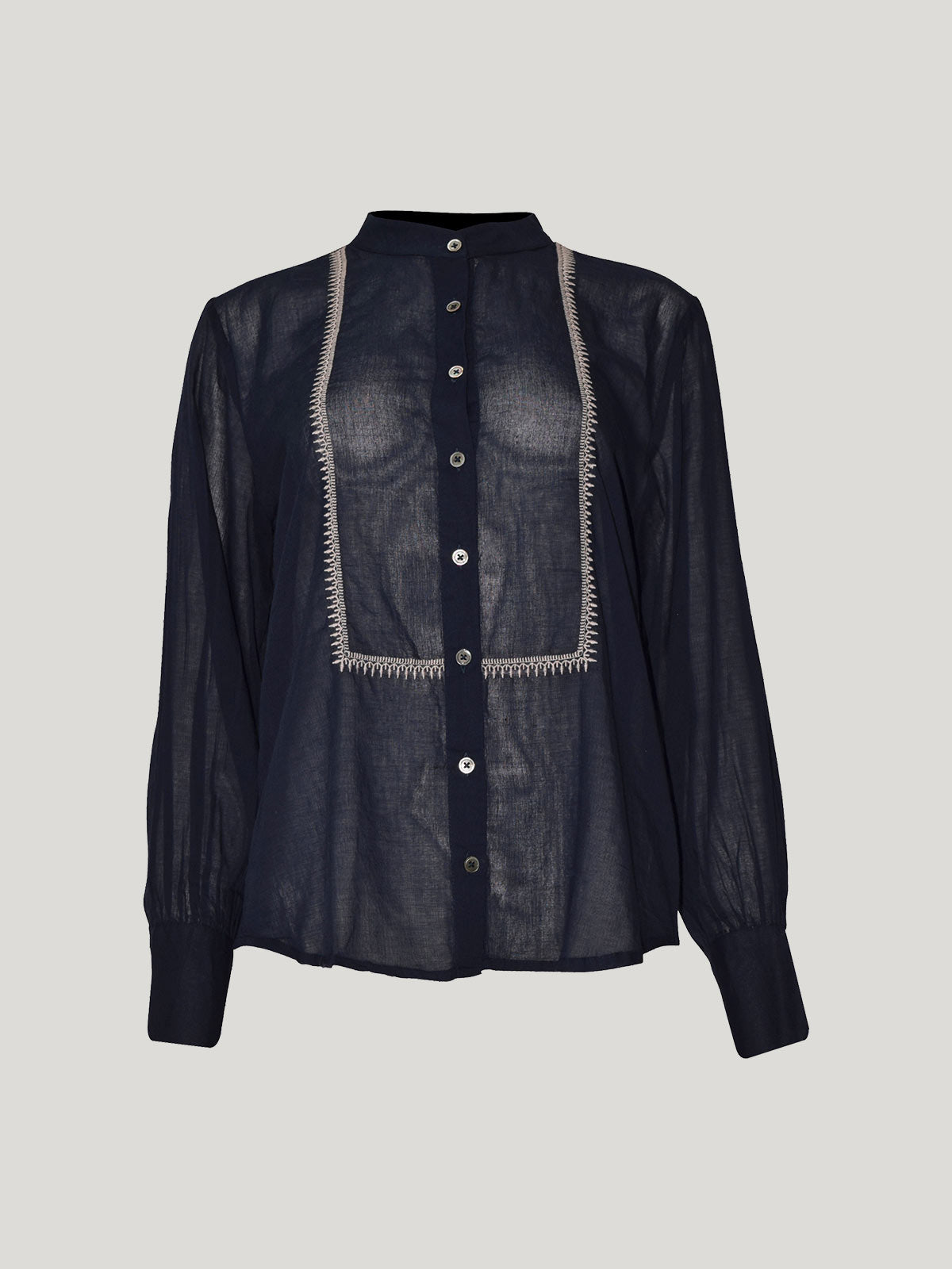 Mihara Embroidered Shirt - French Navy