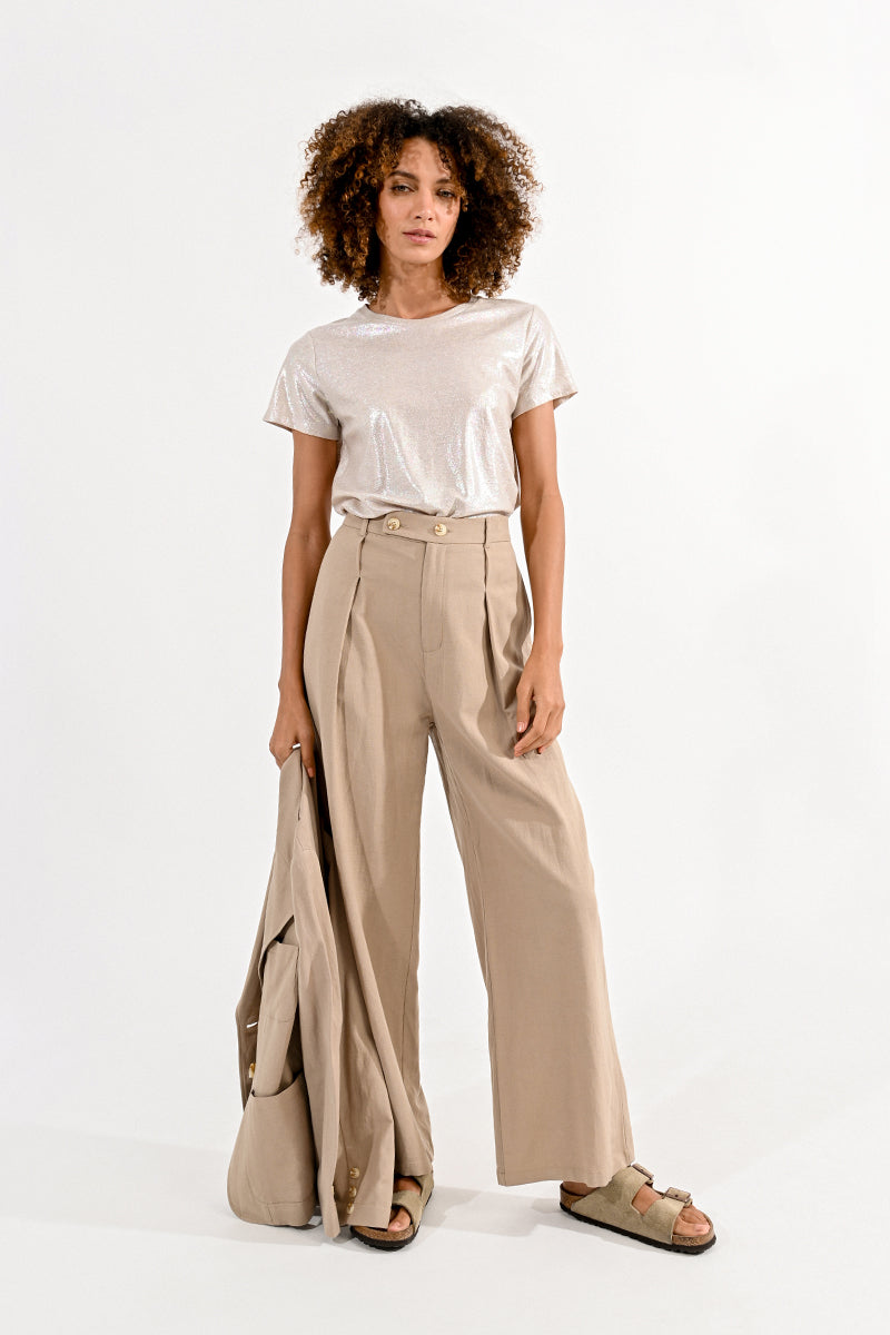 Molly Bracken Linen Pants - Light Khaki