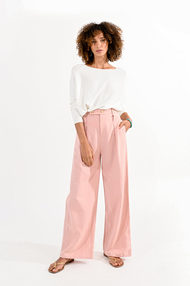 Molly Bracken Linen Pants - Light Pink