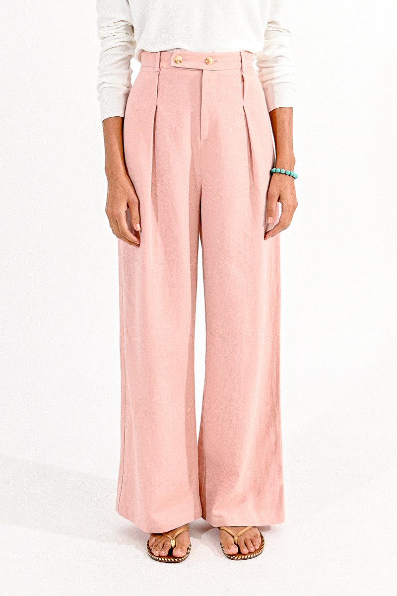 Molly Bracken Linen Pants - Light Pink