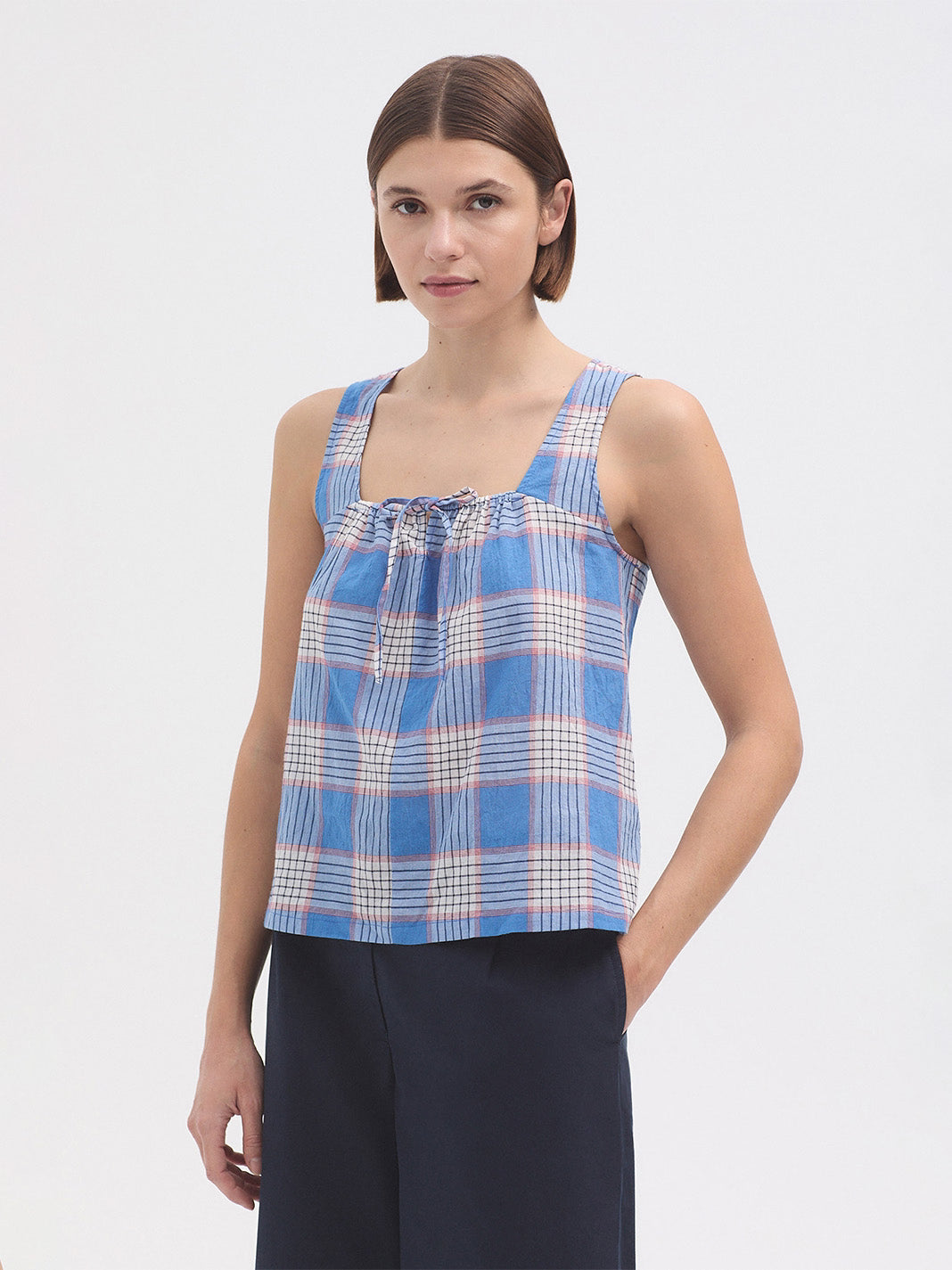 Nice Things Checked Top - Blue