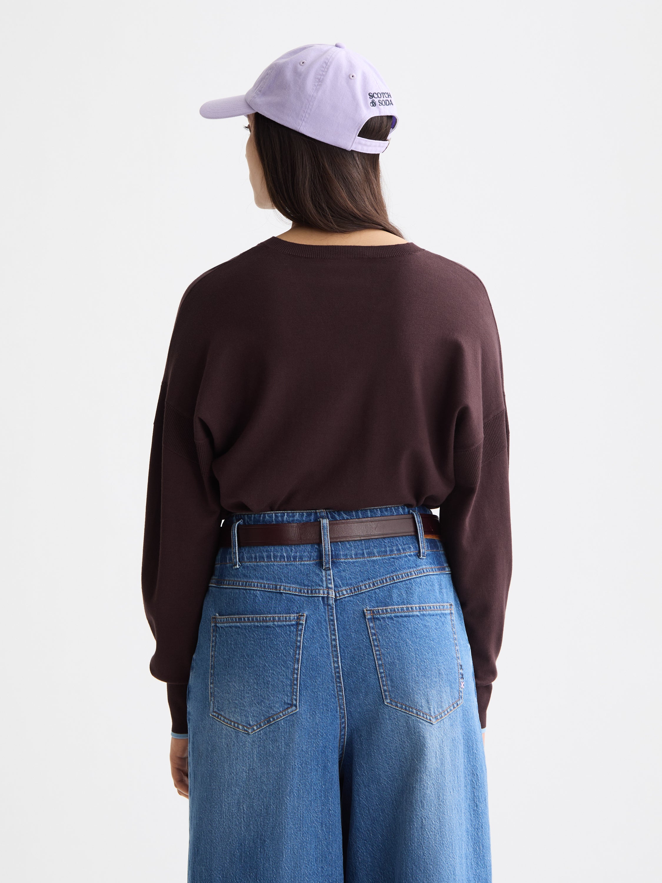 V Neck Relaxed Pullover - Plum