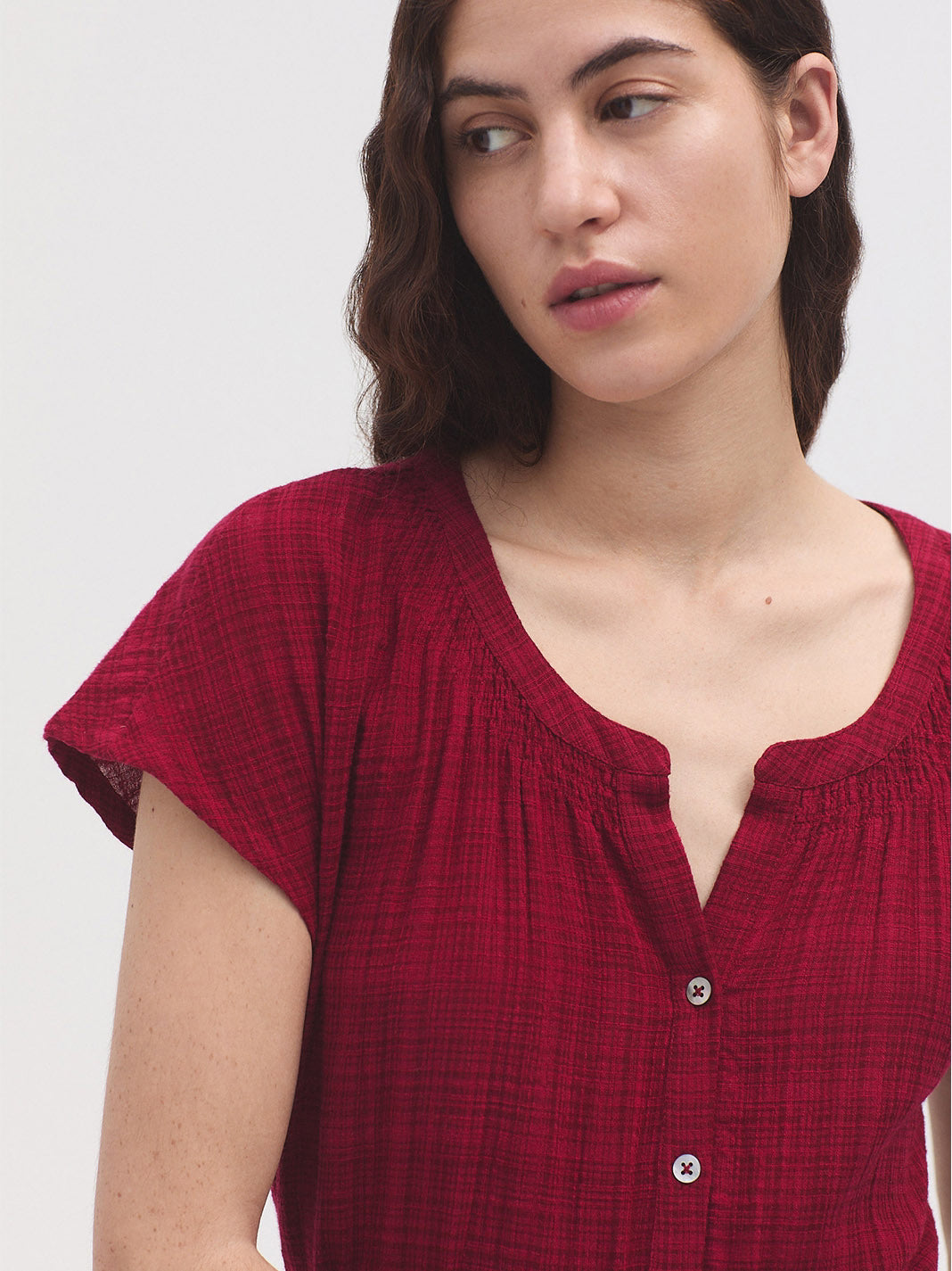 Red Mesh-Knit Long Dress