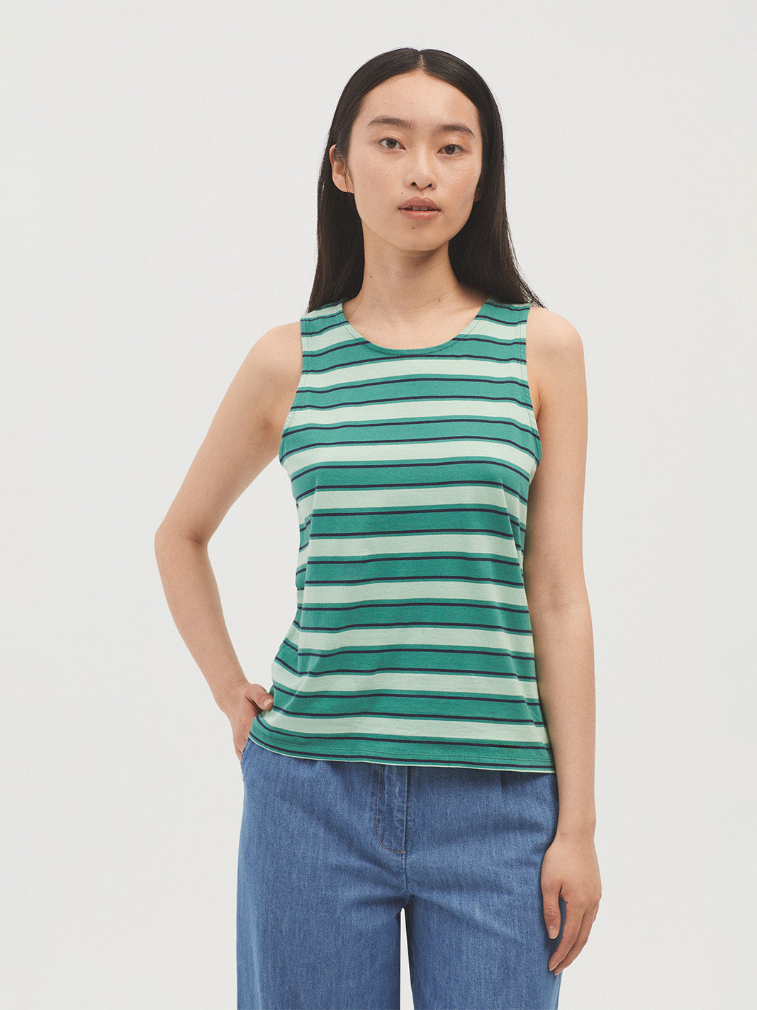 Nice Things Granada Striped Tank Top - Green