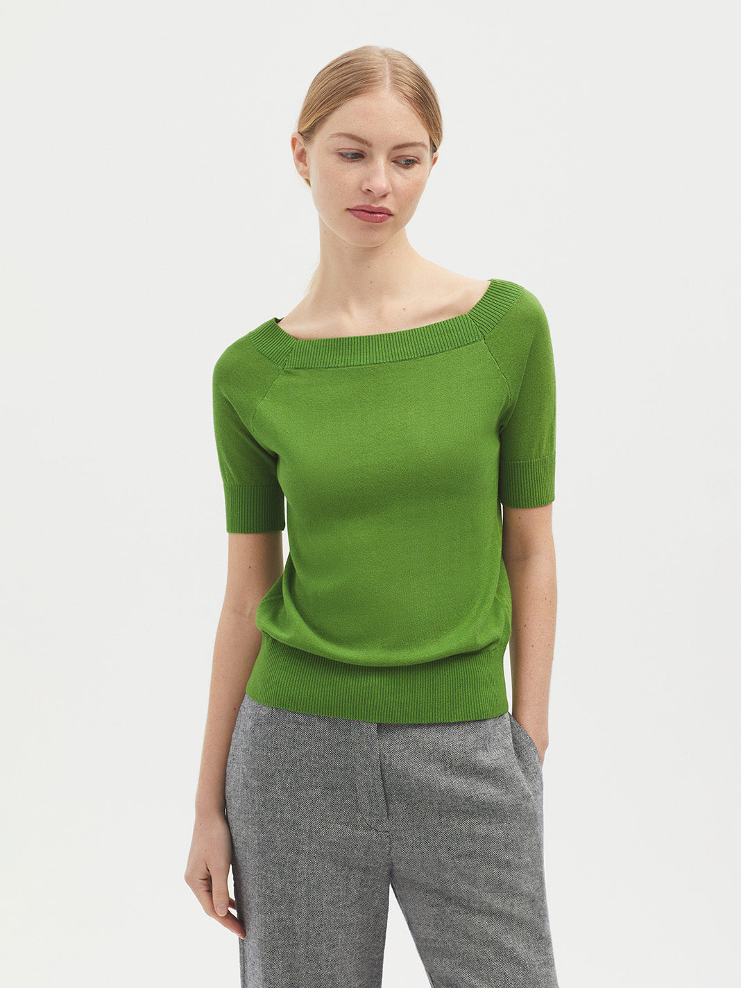 Nice Things Square Neckline Sweater - Green