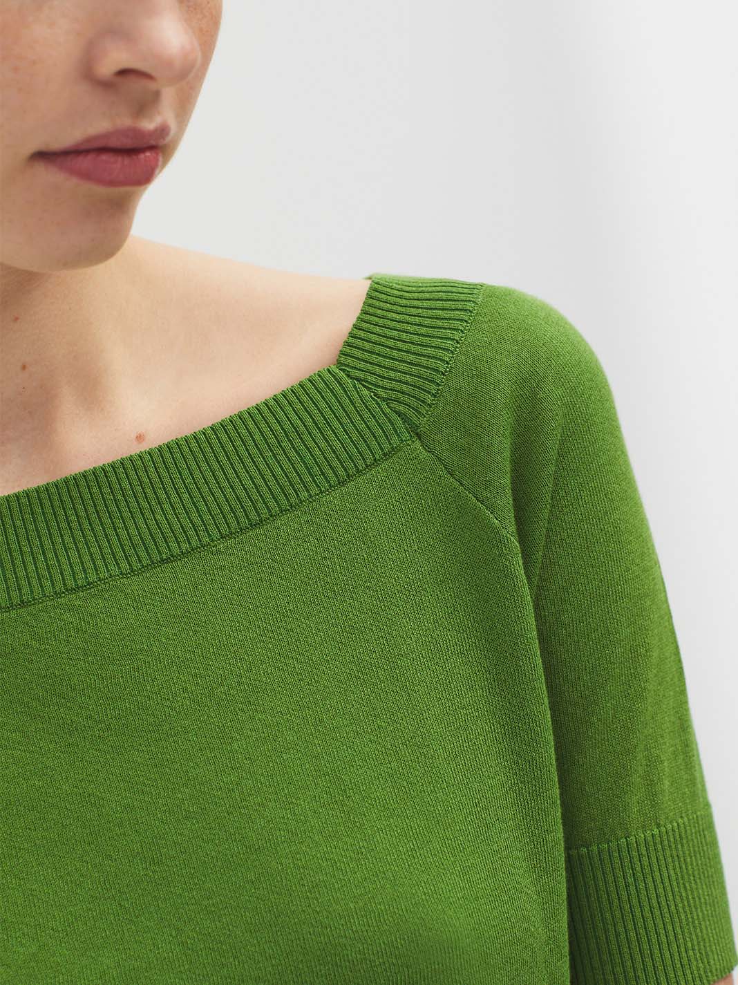 Nice Things Square Neckline Sweater - Green