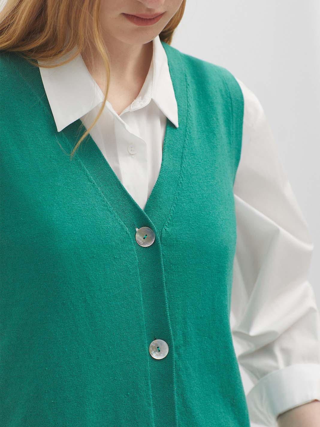 Nice Things Buttons Vest - Green