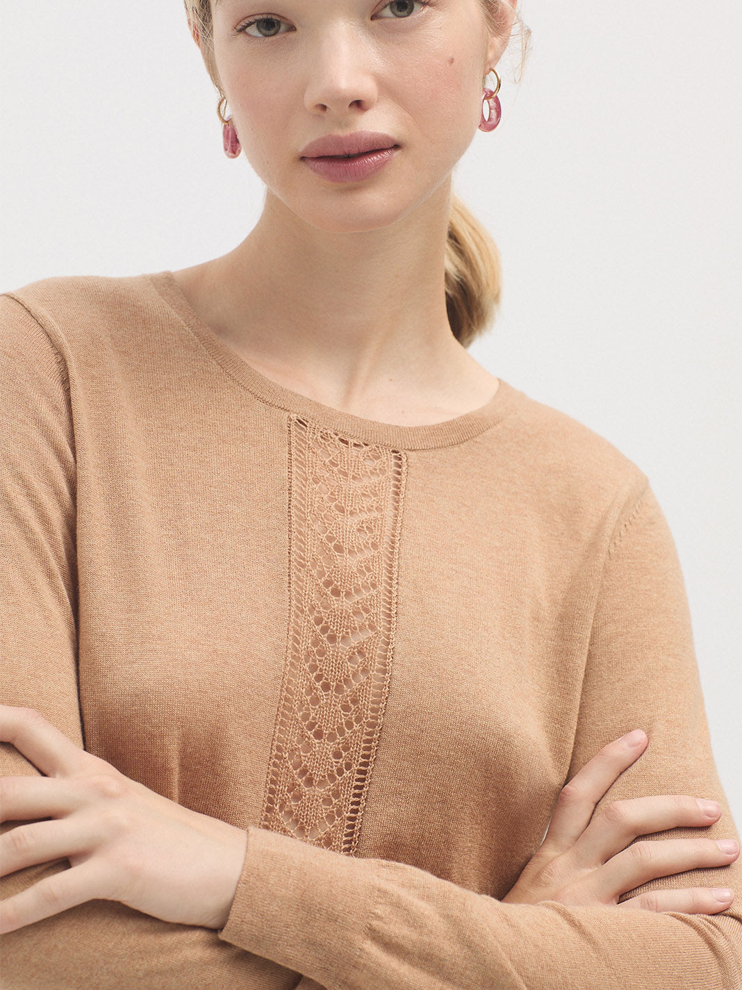 Nice Things Openwork Merino Sweater - Natural