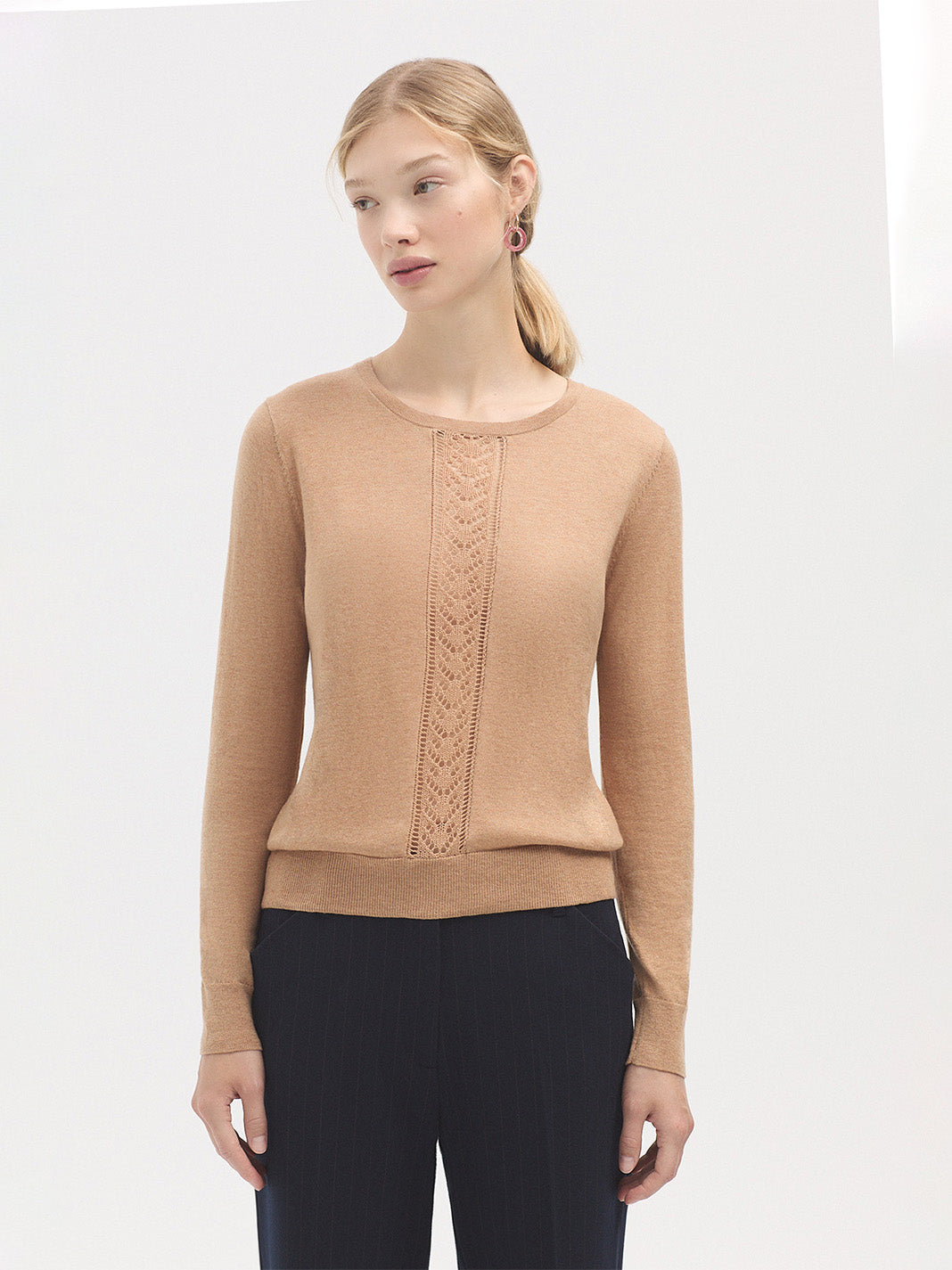 Nice Things Openwork Merino Sweater - Natural