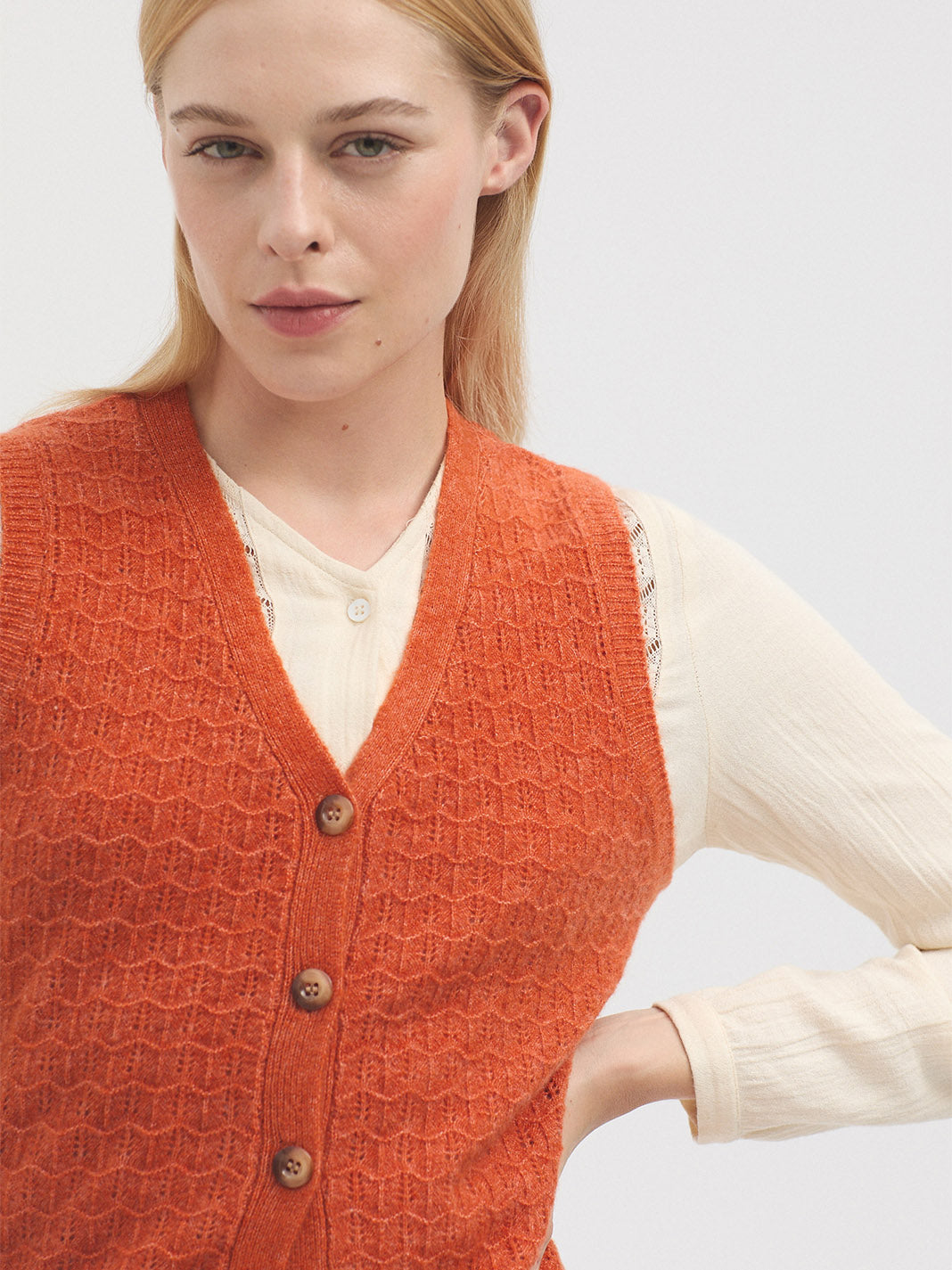 Nice Things Cashmere Blend Vest - Dark Orange