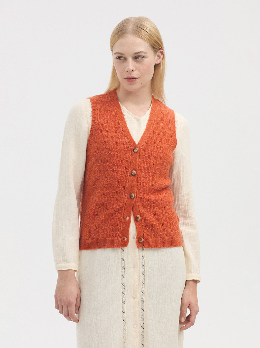 Nice Things Cashmere Blend Vest - Dark Orange