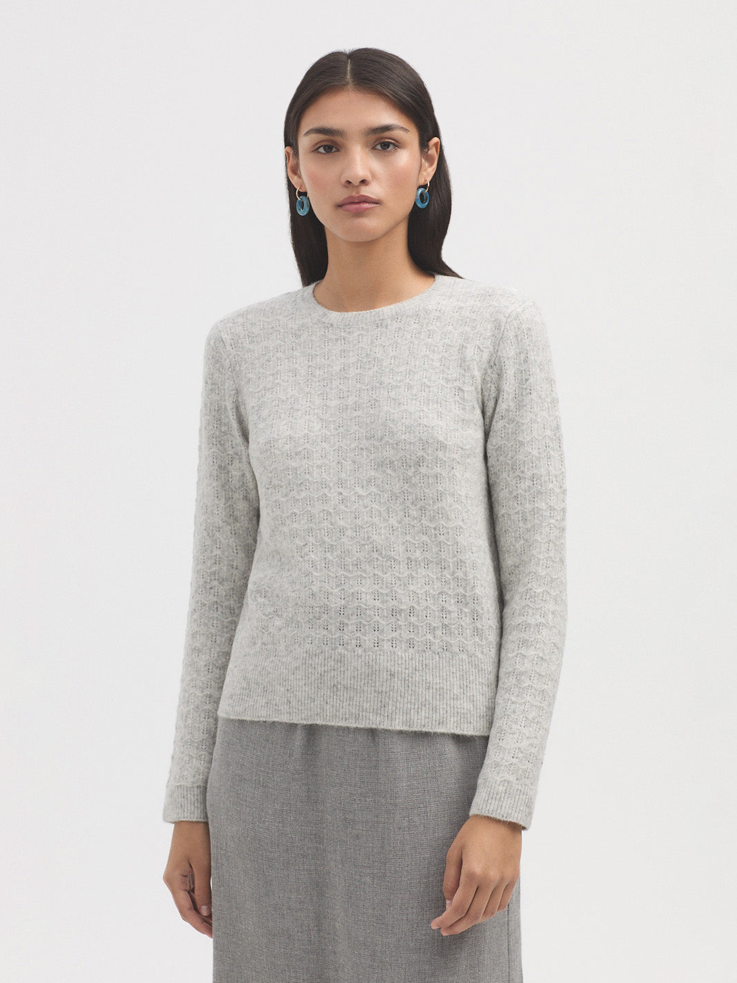 Nice Things Cashmere Blend Jumper - Mid Grey