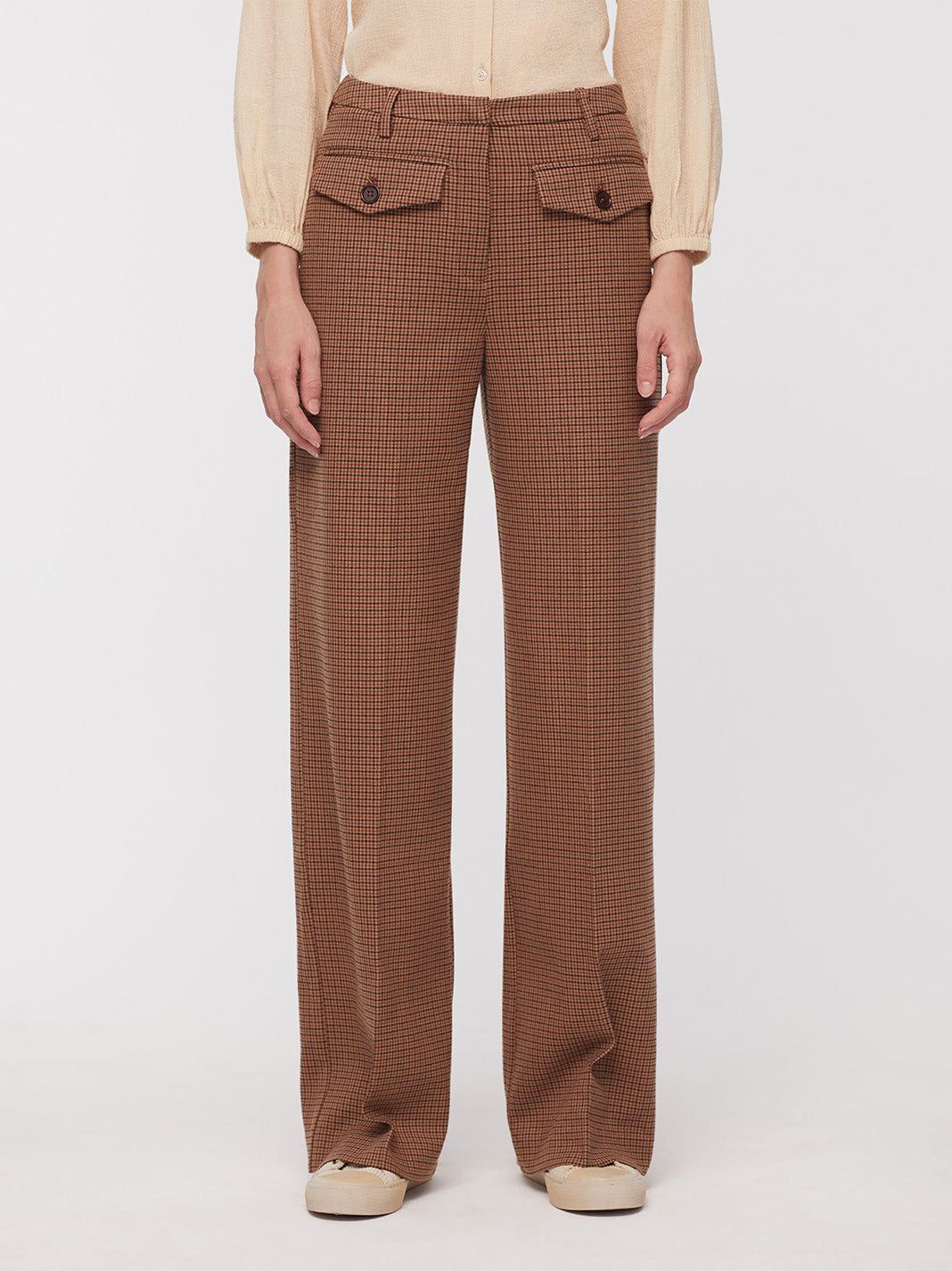 Nice Things Checked Folk Trousers - Brown Check