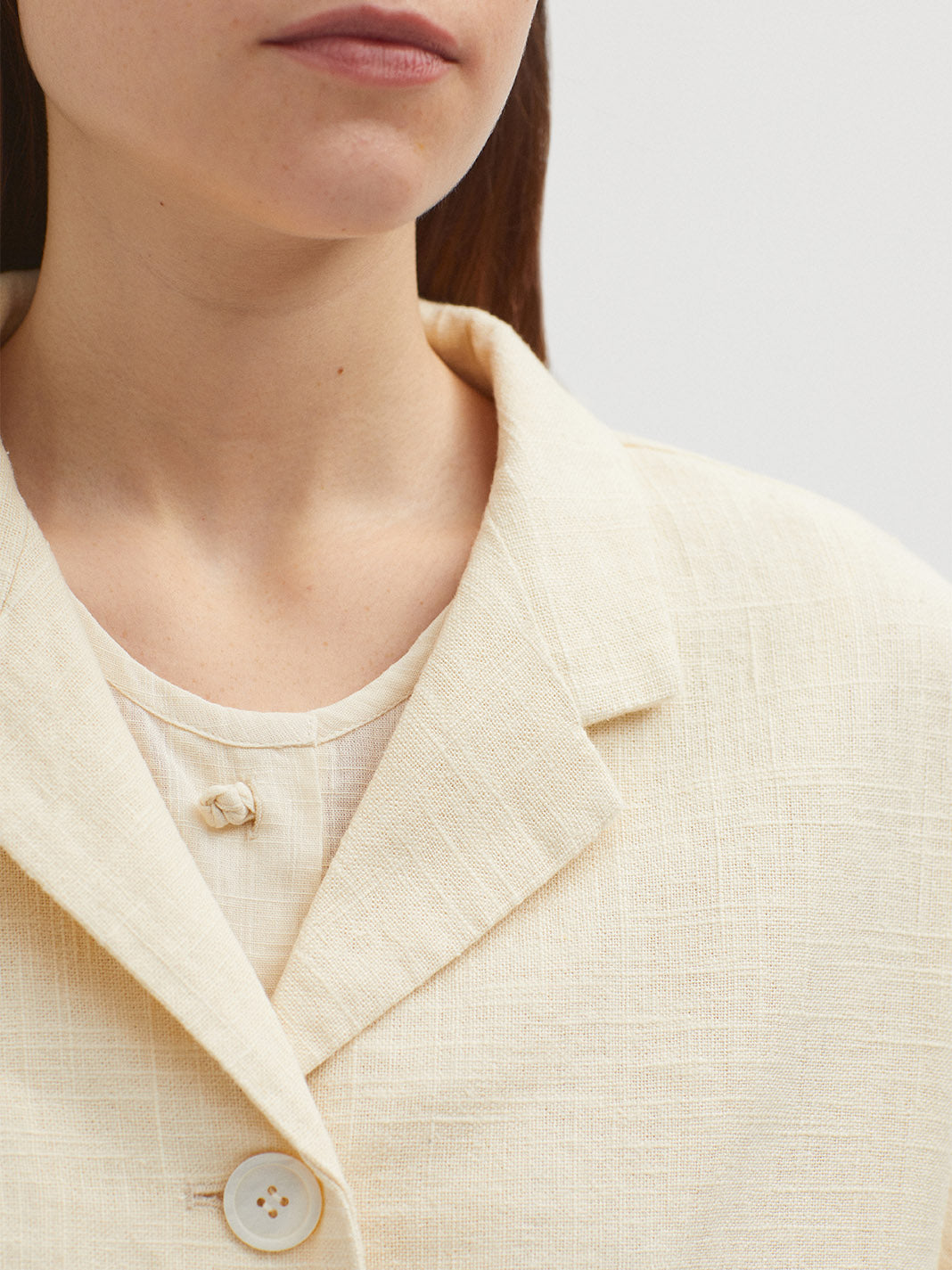 Nice Things Long Linen Textured Blazer - Ecru