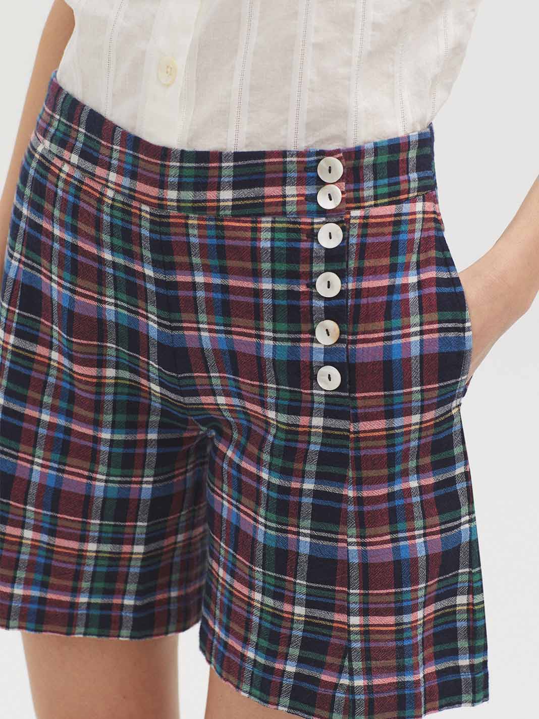 Nice Things Multicolor Checked Shorts