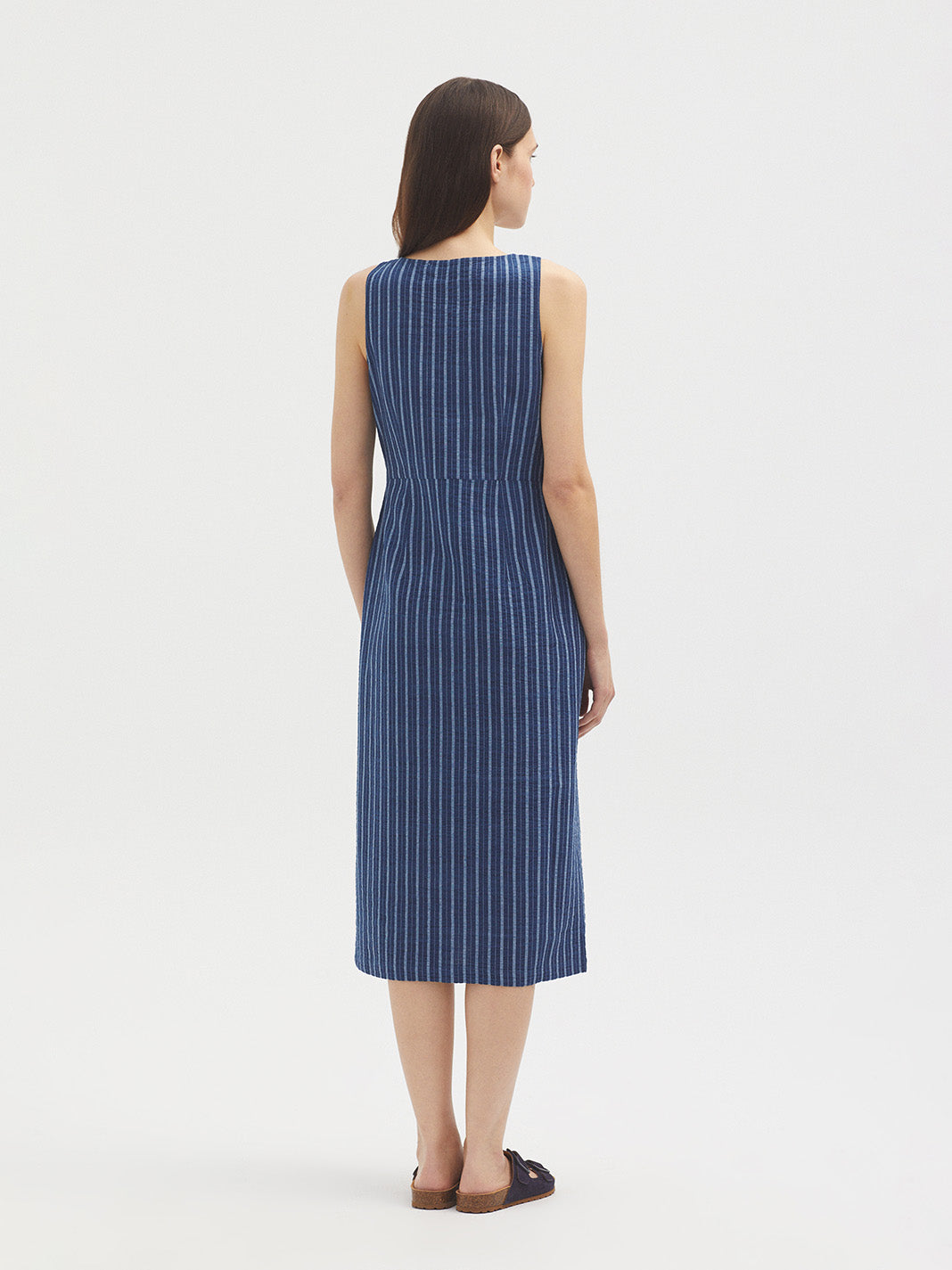 Nice Things Sleeveless Striped Indigo Dress - Blue