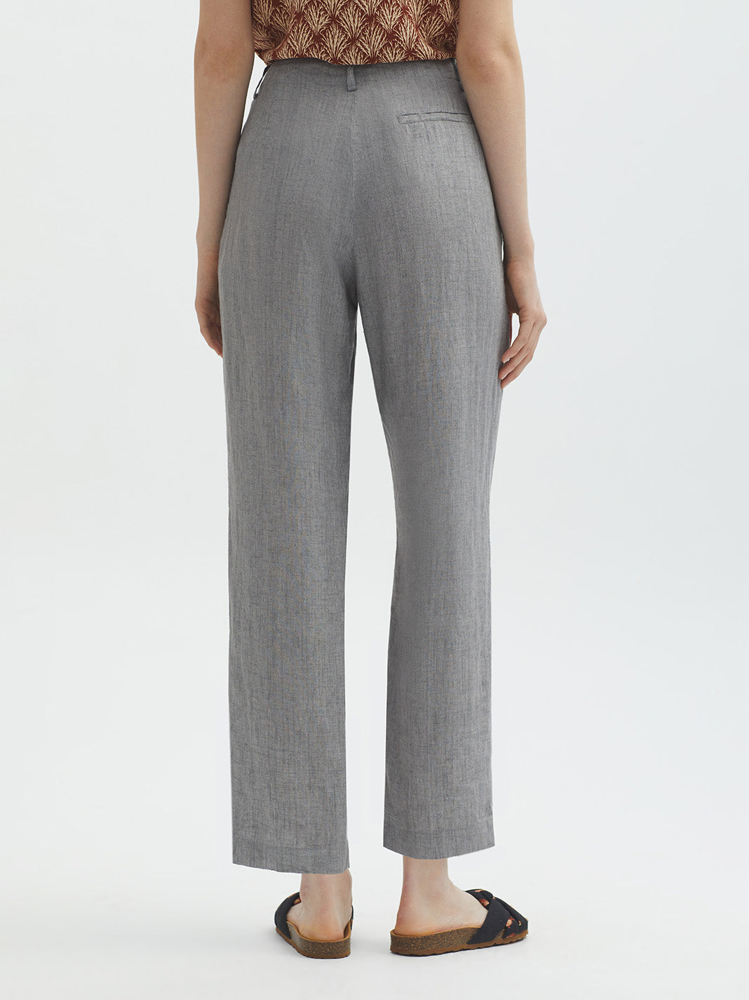 Nice Things Linen Button Pants - Grey