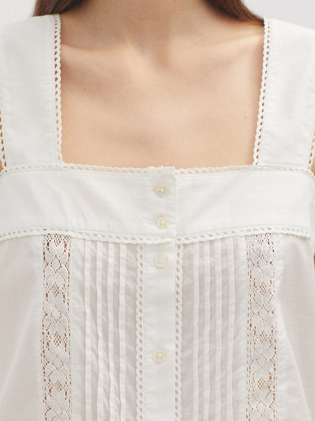 Nice Things Lace Detail Top - White