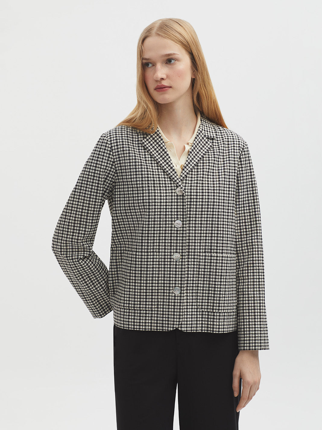 Nice Things Twotone Check Seersucker Blazer - Black