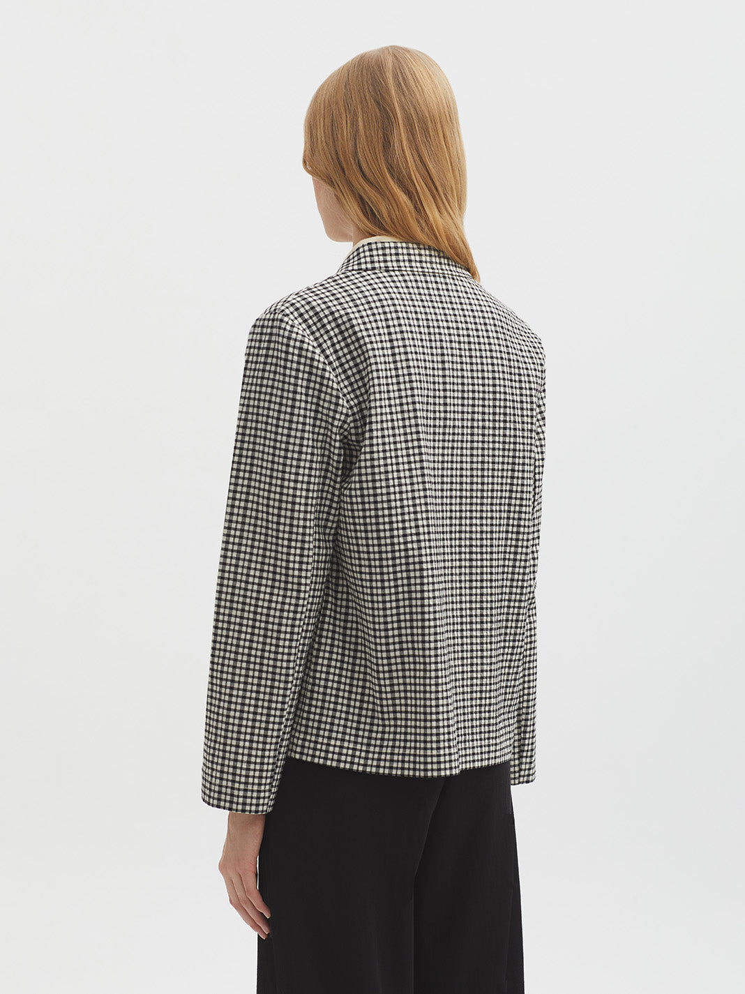 Nice Things Twotone Check Seersucker Blazer - Black