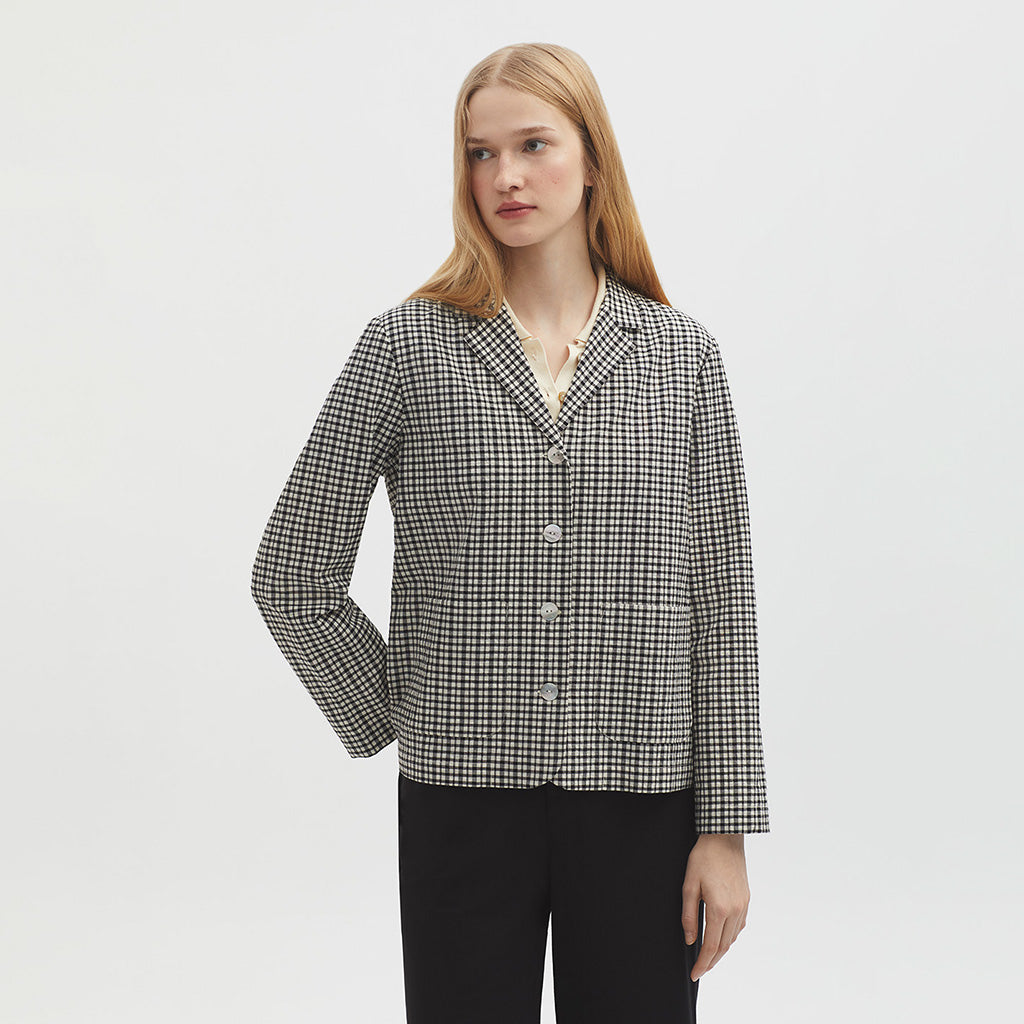 Nice Things Twotone Check Seersucker Blazer - Black