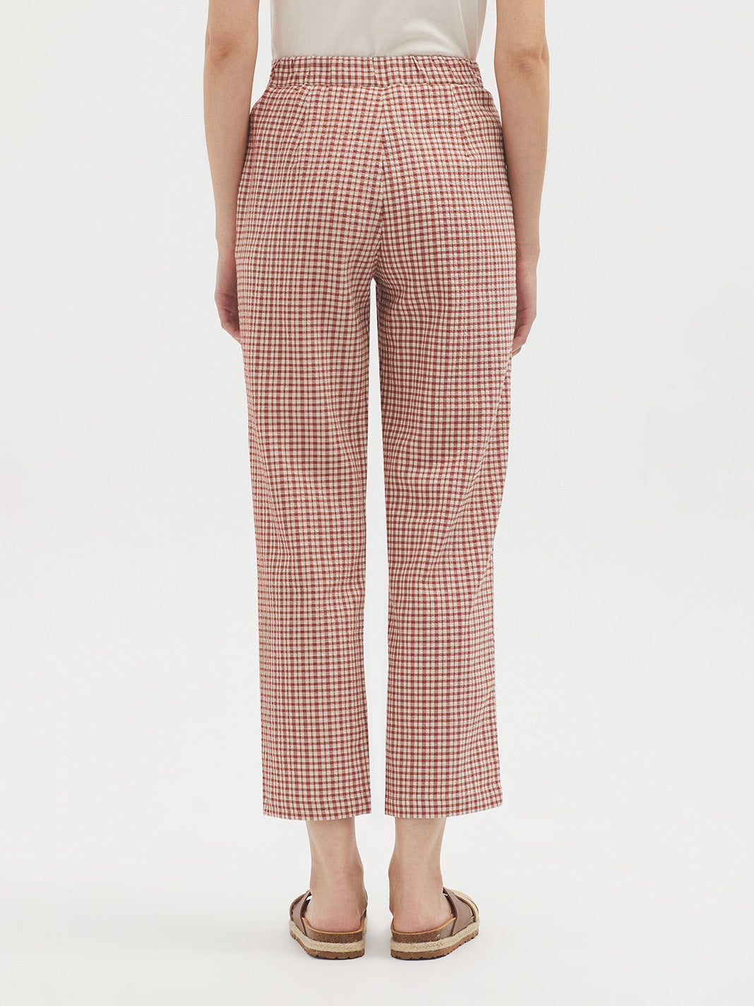 Nice Things Twotone Check Seersucker Pants - Terracotta