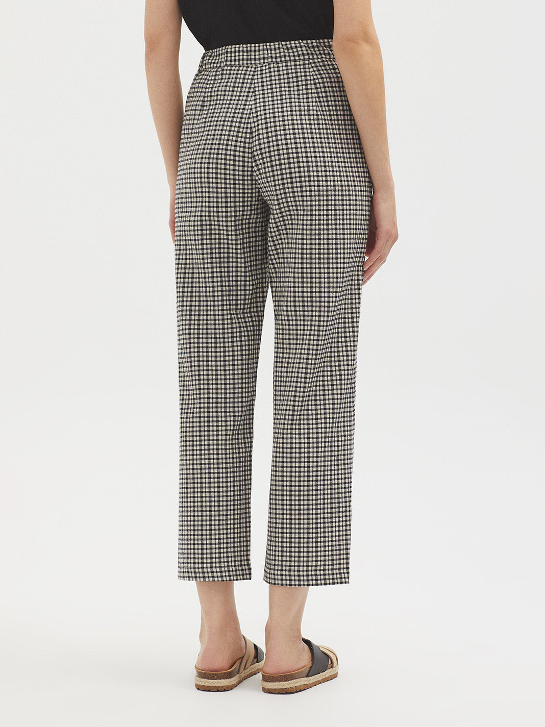 Nice Things Twotone Check Seersucker Pants - Black