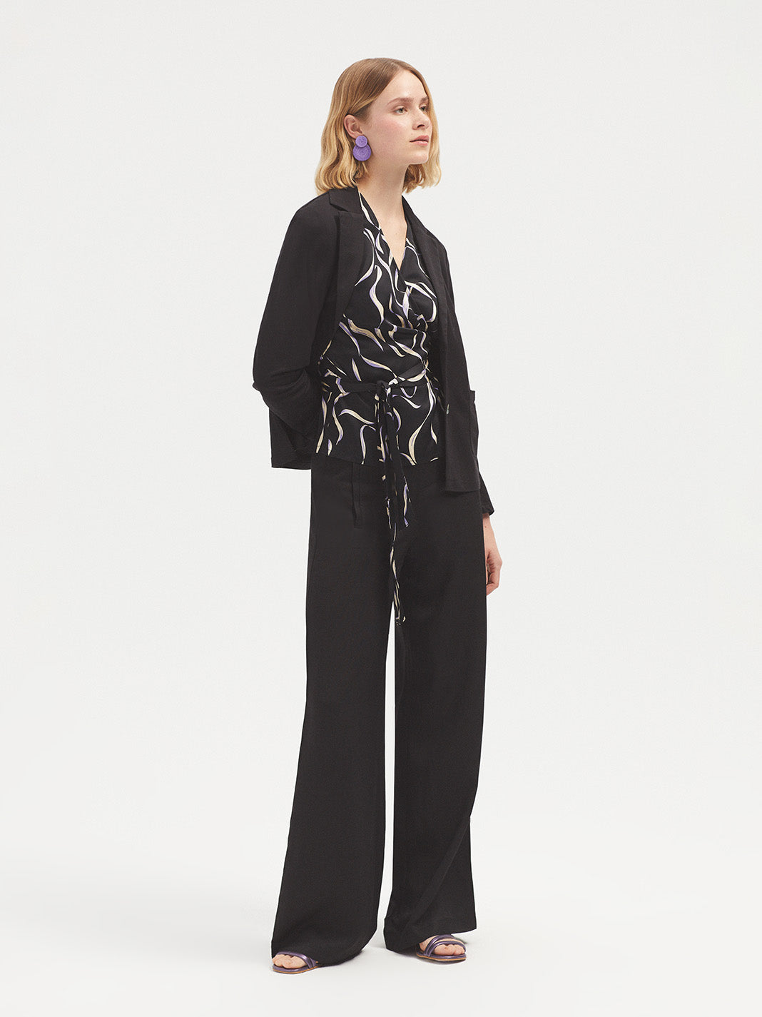 Nice Things Long Tencel Linen Pants - Black