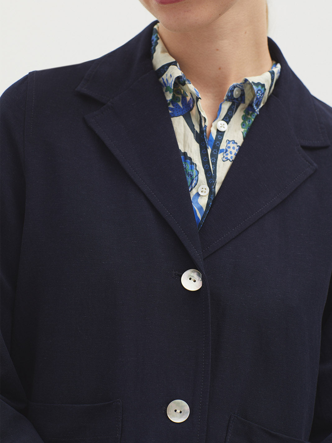 Nice Things Basic Linen Jacket - Navy