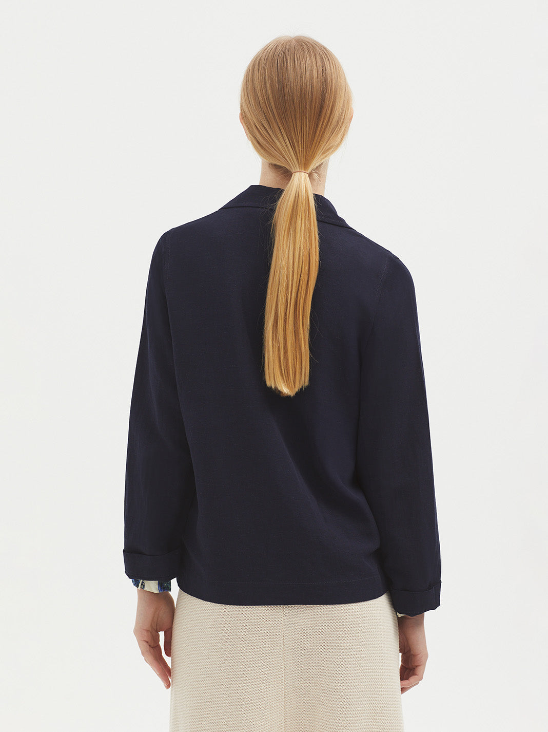 Nice Things Basic Linen Jacket - Navy