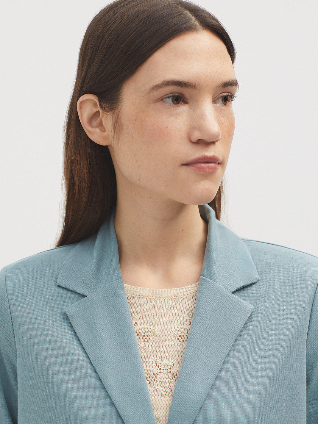 Nice Things Basic Linen Jacket - Light Blue