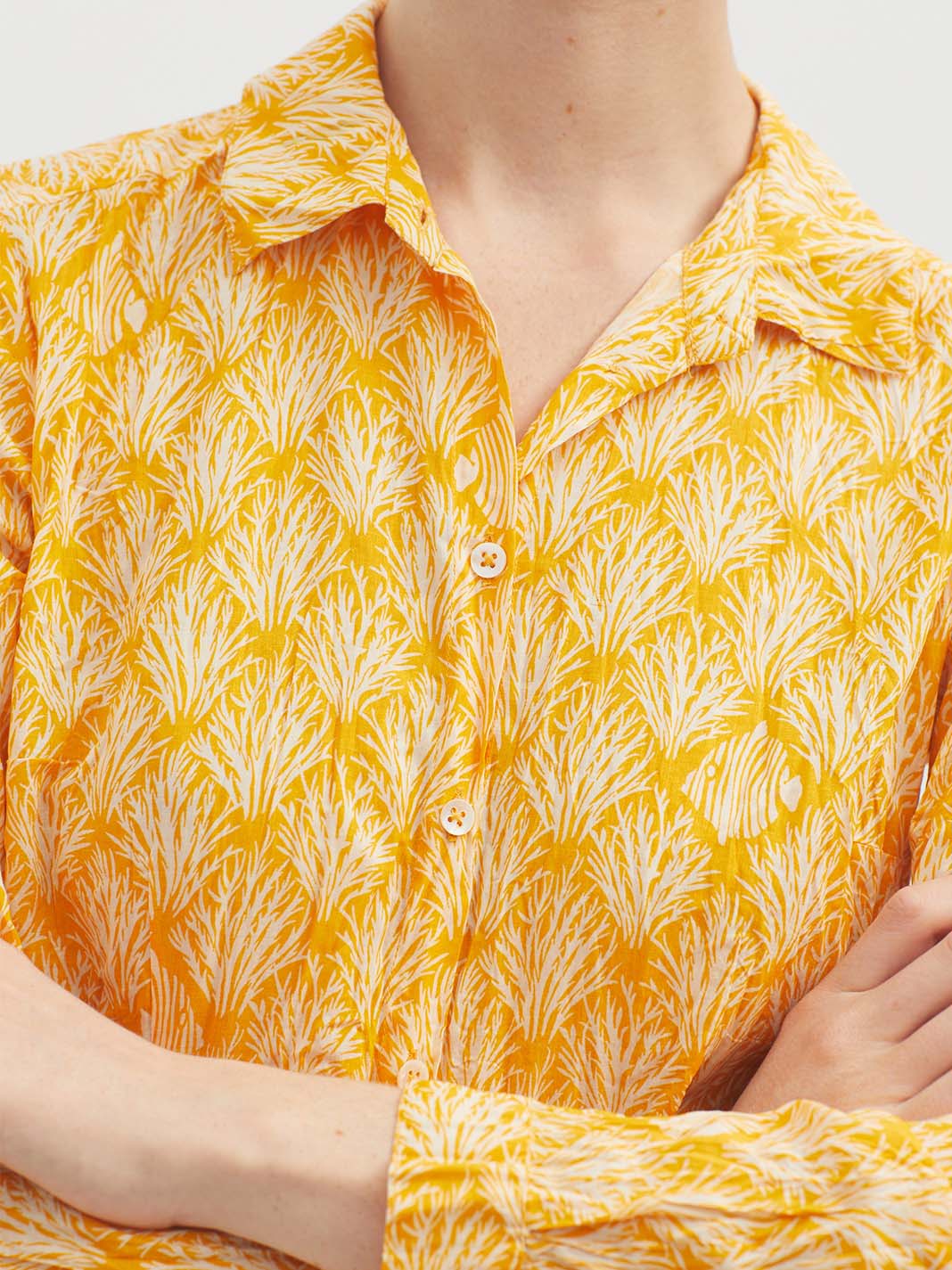 Nice Things Seagrass Print Basic Shirt - Yellow