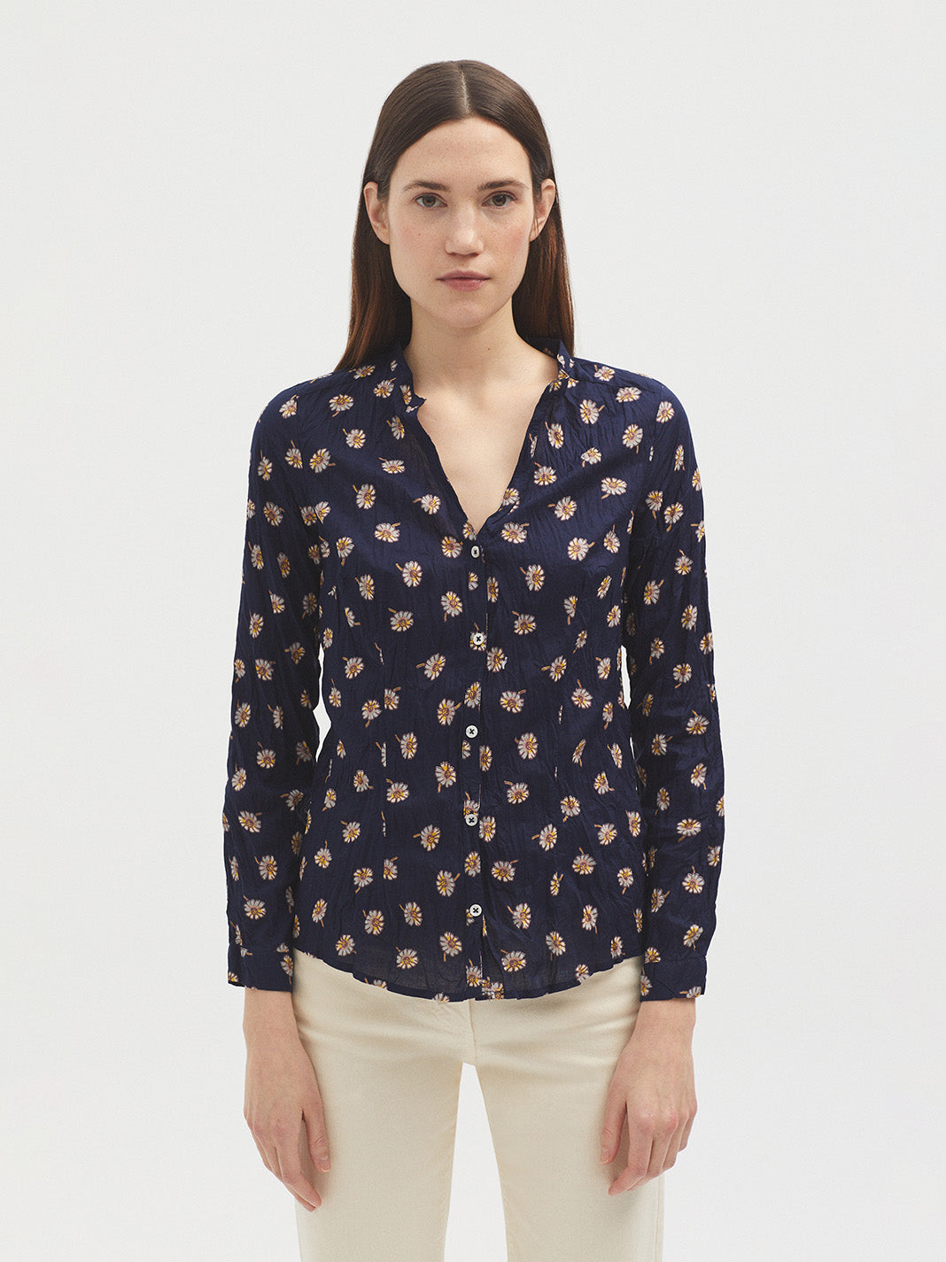 Nice Things Blanket Flower Print Shirt - Navy