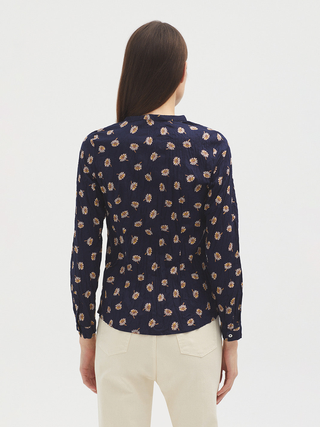 Nice Things Blanket Flower Print Shirt - Navy