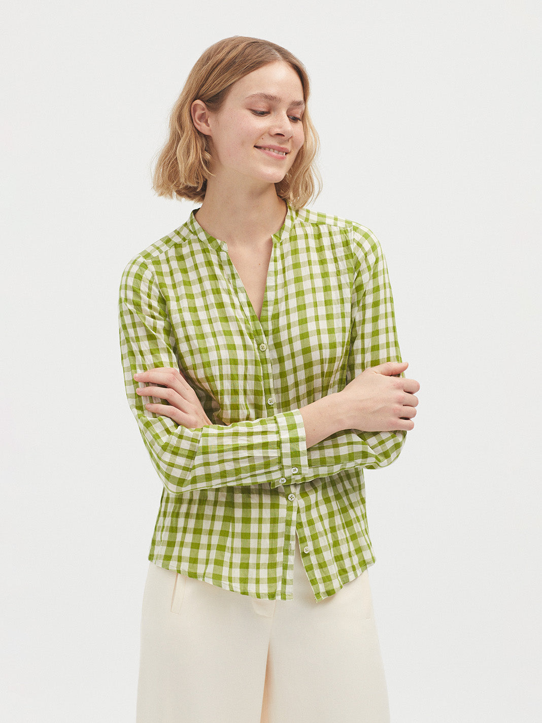 Nice Things Checked Basic Shirt - Light Green