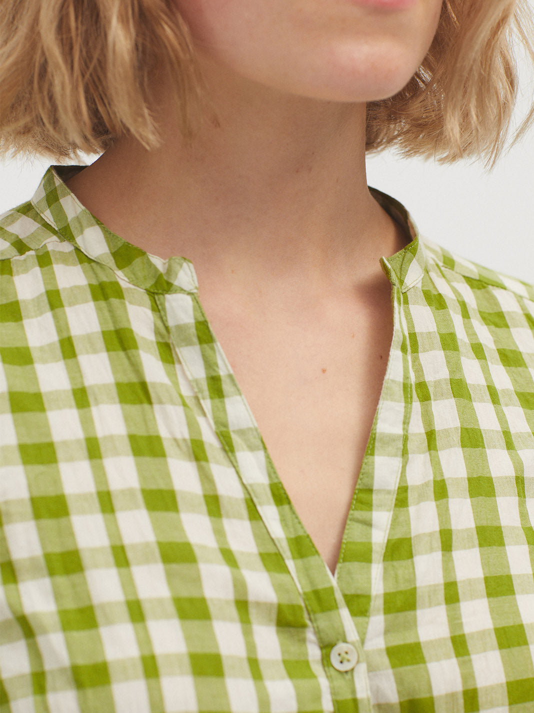 Nice Things Checked Basic Shirt - Light Green