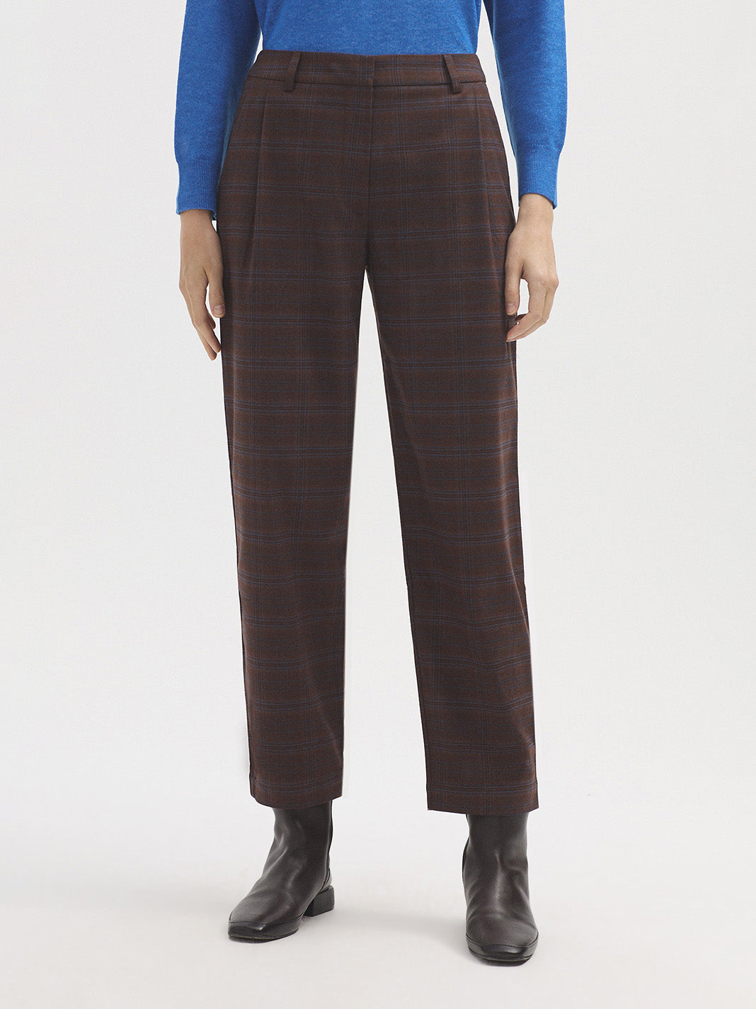 Nice Things Darted Trousers - Brown Check