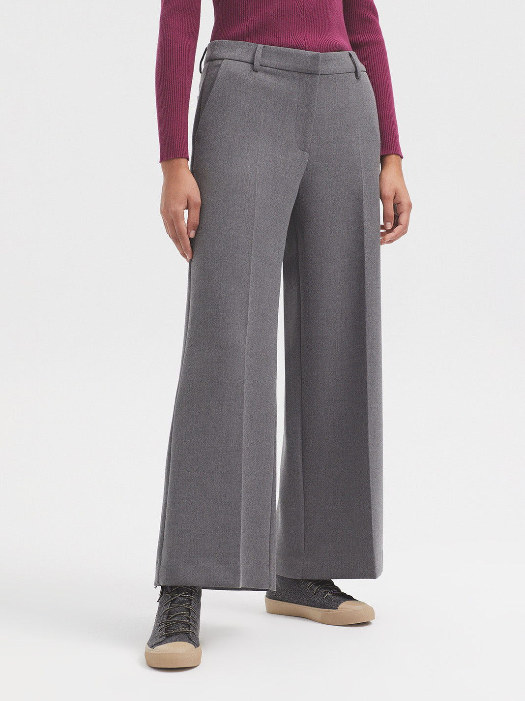 Nice Things Wool Blend Trousers - Mid Grey